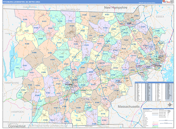 Fitchburg-Leominster Metro Area Wall Map